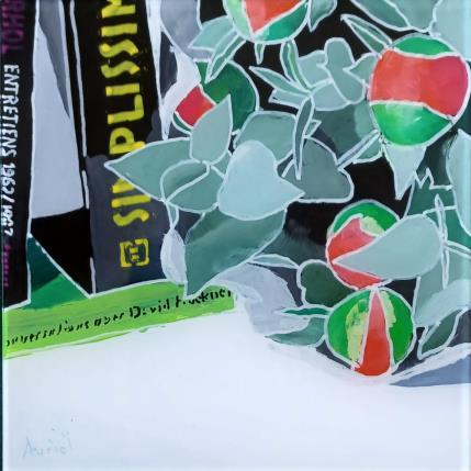 Pintura David a porté des pivoines por Auriol Philippe | Pintura Figurative Acrylic, Plexiglass Still-life