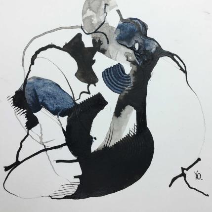 Peinture j'attends  par YO | Tableau Figuratif Encre Nu