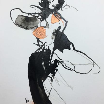 Peinture j'attendrais  par YO | Tableau Figuratif Encre Nu