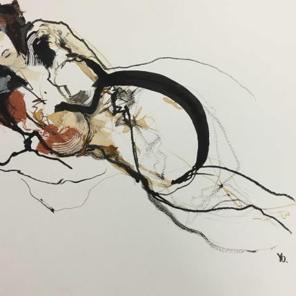 Peinture Mes tourments par YO | Tableau Figuratif Encre Nu