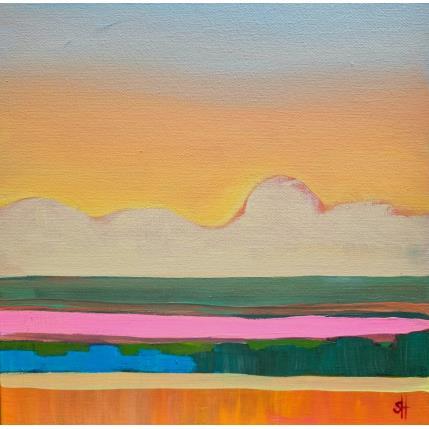 Painting SOME PINK AND BLUE IN YELLOW by Herz Svenja | Painting Abstract Acrylic Landscapes