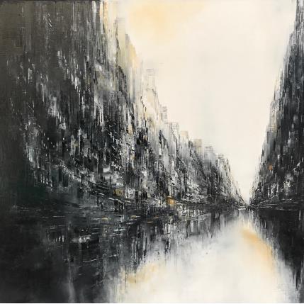 Peinture Sin City par Levesque Emmanuelle | Tableau Figuratif Huile Noir & blanc, Urbain