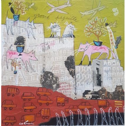 Peinture Grosse pagaille  par Colin Sylvie | Tableau Art Singulier Acrylique, Collage, Pastel Animaux