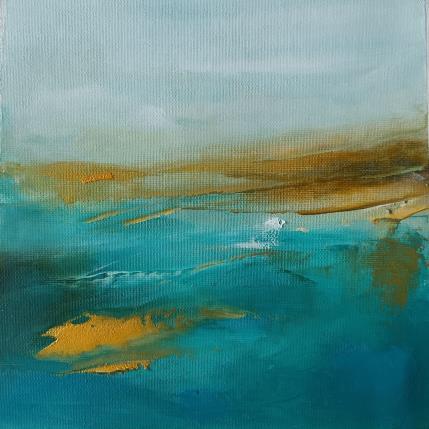Peinture Marine- Estran turquoise or par Chebrou de Lespinats Nadine | Tableau Abstrait Huile Marine