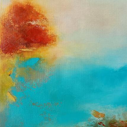 Peinture Arbre orange au bord du lac par Chebrou de Lespinats Nadine | Tableau Abstrait Huile Paysages