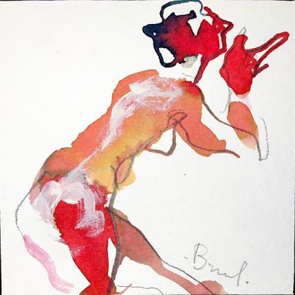 Peinture Méline penchée par Brunel Sébastien | Tableau Figuratif Aquarelle Nu