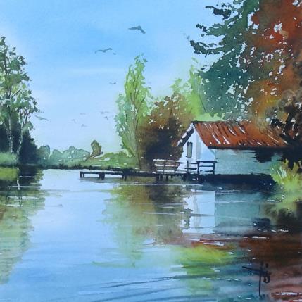 Painting Quiétude en Alsace by Abbatucci Violaine | Painting Figurative Watercolor Pop icons