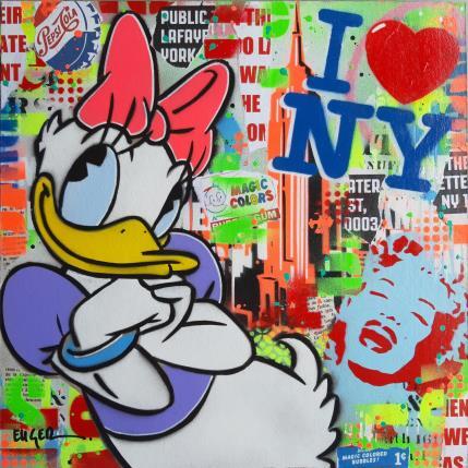 Painting DAISY LOVES NEW YORK by Euger Philippe | Painting Pop-art Acrylic, Cardboard, Gluing, Graffiti Pop icons