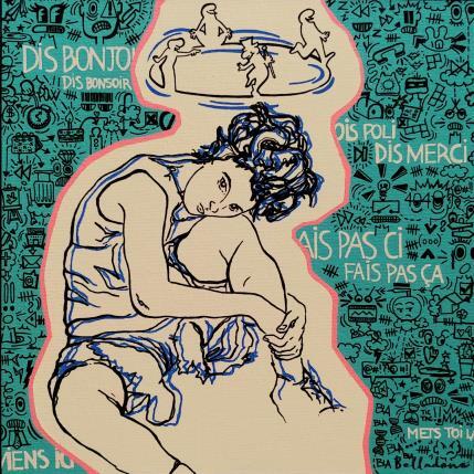 Peinture Femme aux lignes par Belladone | Tableau Pop-art Acrylique, Posca Icones Pop