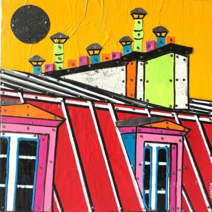 Peinture Chaleur d'été par Lovisa | Tableau Pop-art Acrylique, Collage, Posca, Upcycling Urbain