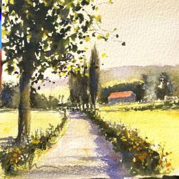 Painting Les Fleurs de Campagne by Jones Henry | Painting Figurative Watercolor Landscapes, Urban