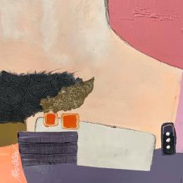 Painting Attente au port le matin by Lau Blou | Painting Abstract Acrylic