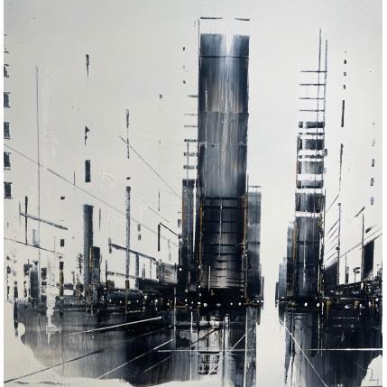 Peinture Shade par Rey Julien | Tableau Figuratif Carton, Feuille d'or, Laque Noir & blanc, Urbain