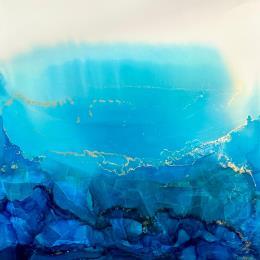 Painting F4_1408 PROFONDEUR MARINE by Depaire Silvia | Painting Abstract Acrylic, Ink, Metal Landscapes, Marine, Minimalist