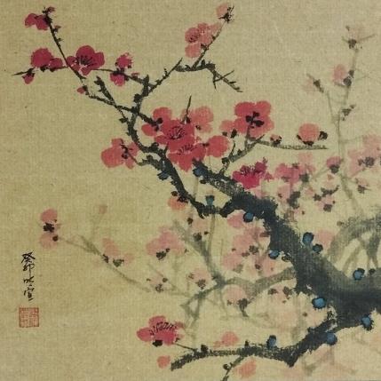 Painting Red blossom by Du Mingxuan | Painting Figurative Watercolor Landscapes, Nature, Pop icons