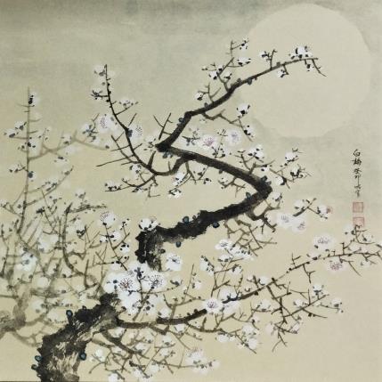 Peinture White blossom par Du Mingxuan | Tableau Figuratif Aquarelle Nature, Paysages