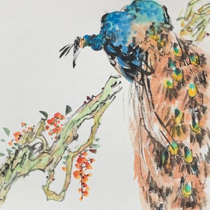 Peinture Peacock  par Yu Huan Huan | Tableau Figuratif Aquarelle, Encre Animaux, Nature