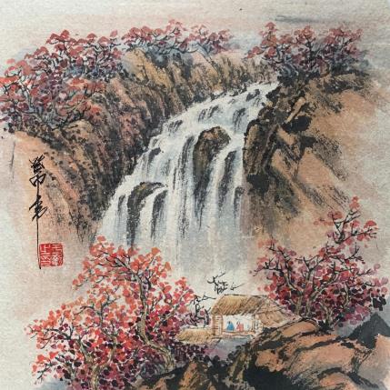 Peinture Waterfall  par Yu Huan Huan | Tableau Figuratif Aquarelle, Encre Nature, Paysages
