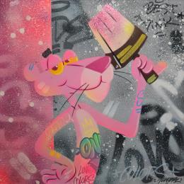 Painting pink panther by Kedarone | Painting Street art Graffiti Pop icons