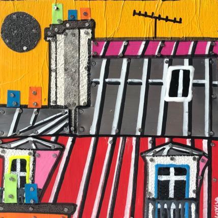 Peinture Canicule par Lovisa | Tableau Pop-art Acrylique, Collage, Posca, Upcycling Urbain