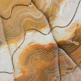 Peinture Géode ambrée III par Baroni Victor | Tableau Abstrait Acrylique Minimaliste