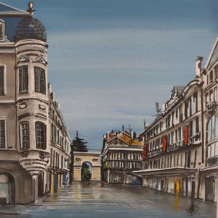 Peinture Porte Guillaume, après la pluie, Dijon par Touras Sophie-Kim  | Tableau Figuratif Acrylique