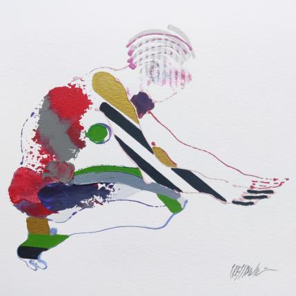 Peinture Accroupie à demi par Cressanne | Tableau Figuratif Acrylique Nu