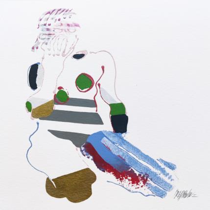 Peinture L'ombre rayée par Cressanne | Tableau Figuratif Acrylique Nu