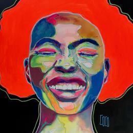 Pintura Conversations Silencieuses : éclathousiasme por Coco | Pintura Figurative Acrylic, Ink Portrait