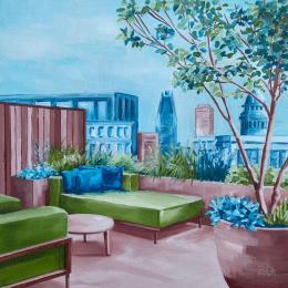 Peinture Couronne d'or par Chassagnette Béatrice | Tableau Figuratif Huile Paysages, Urbain