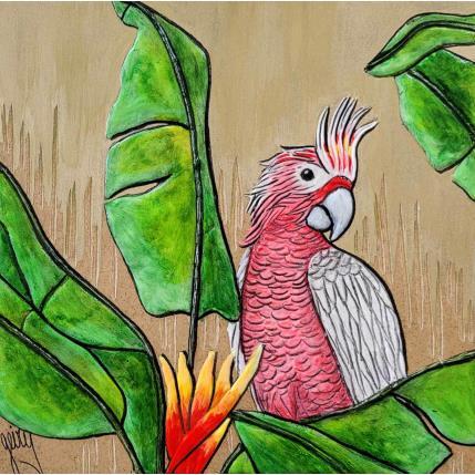 Painting CACATOES ROSALBIN by Geiry | Painting Subject matter Acrylic, Marble powder, Pigments Animals, Nature