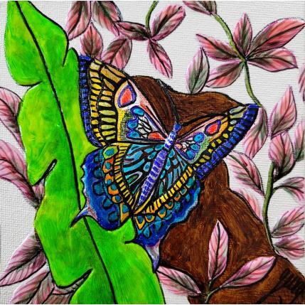 Peinture PAPILLON THAILANDE par Geiry | Tableau Matiérisme Acrylique, Feuille d'argent, Pigments, Poudre de marbre animaux, Nature