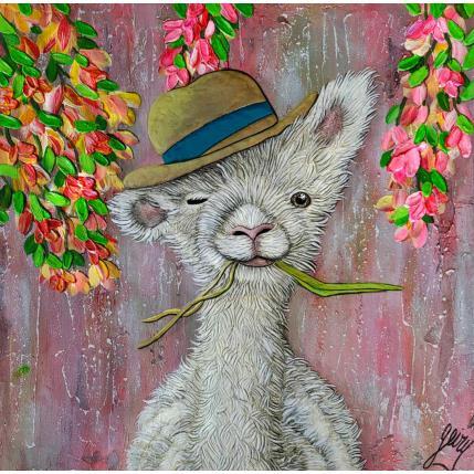 Painting ALPAGA by Geiry | Painting Subject matter Acrylic, Marble powder, Pigments, Wood Animals, Nature