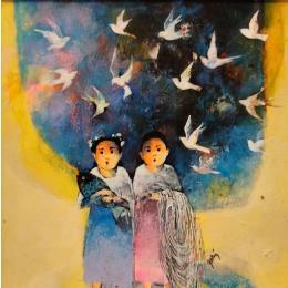 Painting M5 by Abiy | Painting Figurative Acrylic, Gluing Animals, Child