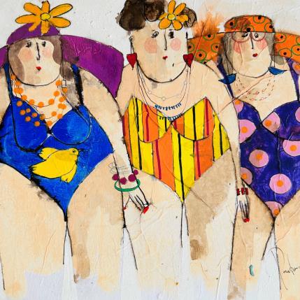 Peinture Marceline zoé evelyne par Colombo Cécile | Tableau Figuratif Acrylique, Aquarelle, Collage, Encre, Pastel, Pigments Portraits, Scènes de vie