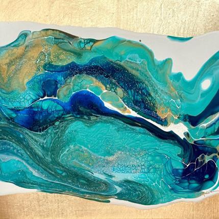 Painting 1381 PROFONDEUR MARINE by Depaire Silvia | Painting Abstract Acrylic, Gold leaf, Ink Landscapes, Marine