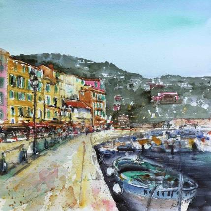 Peinture Promenade au port par Hoffmann Elisabeth | Tableau Figuratif Aquarelle Urbain