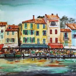 Painting Le France by Hoffmann Elisabeth | Painting Figurative Watercolor Urban