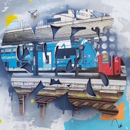 Peinture White lines par Lassalle Ludo | Tableau Street Art bois Architecture, Paysages, Urbain