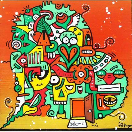 Peinture Entrez, c'est ouvert par Fanny | Tableau Street Art Bois, Posca