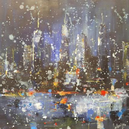 Peinture Night 1 par Solveiga | Tableau Figuratif Acrylique Urbain