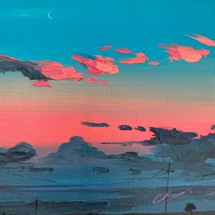 Peinture Moitié rouge, moitié bleu par Chen Xi | Tableau Figuratif Huile Paysages