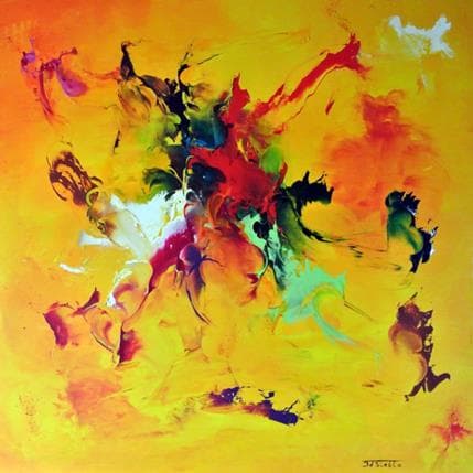 Peinture Sans titre jaune par Zdzieblo Thierry | Tableau Abstrait Acrylique minimaliste