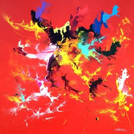 Peinture Rouge par Zdzieblo Thierry | Tableau Abstrait Acrylique minimaliste