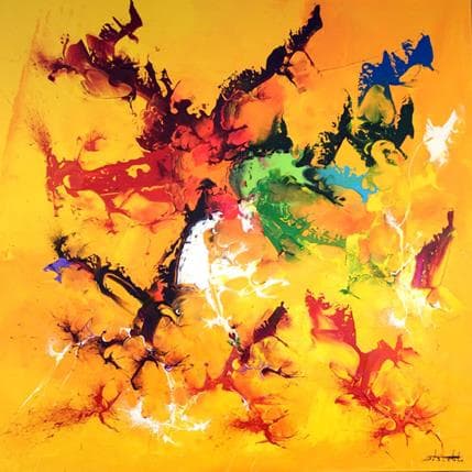 Peinture Jaune par Zdzieblo Thierry | Tableau Abstrait Acrylique minimaliste