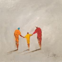 Peinture Petite famille par Klein Bruno | Tableau Figuratif Huile Minimaliste