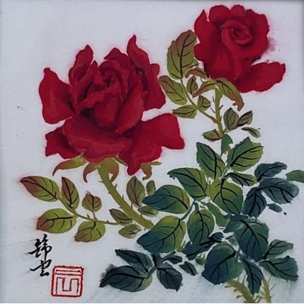 Peinture Roses rouges par Tayun | Tableau Figuratif Aquarelle Nature, Natures mortes