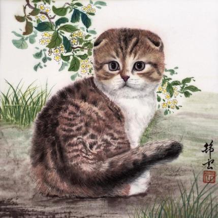Peinture Scottish fold par Tayun | Tableau Figuratif Aquarelle Animaux