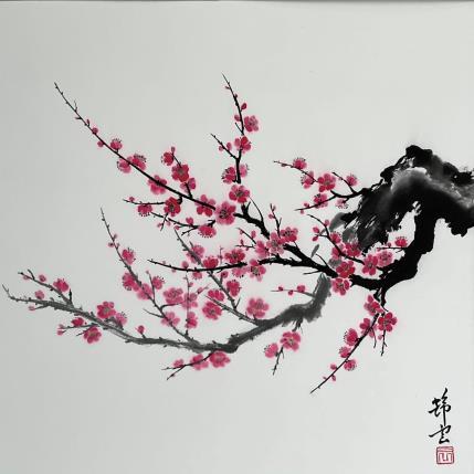 Peinture Branche de cerisier par Tayun | Tableau Figuratif Aquarelle Nature