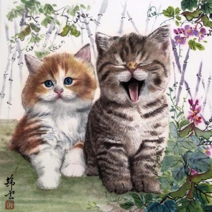 Peinture Deux chatons par Tayun | Tableau Figuratif Aquarelle Animaux
